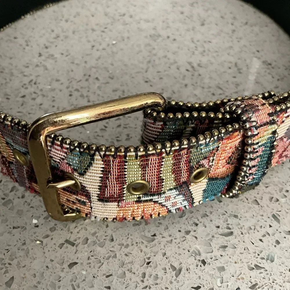 Bonded Leather & Tapestry Belt S / M